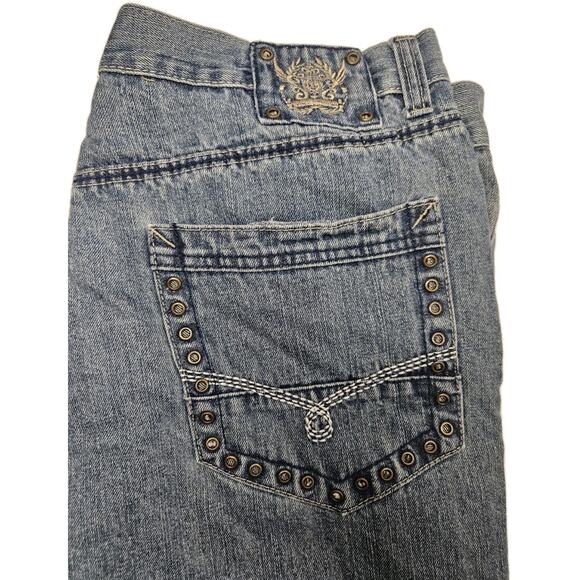 Phat Farm Jeans Men's 38x32 Regular Fit Straight Blue Denim Pants Y2K Hip Hop - Picture 7 of 10